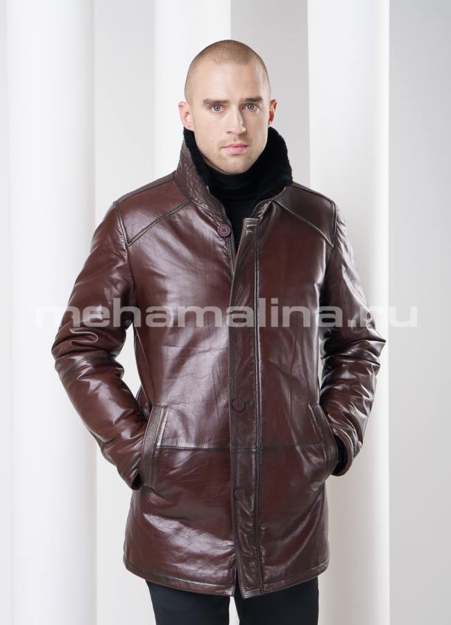 Дубленка мужская, удлиненная модель № DM-78 в кредит