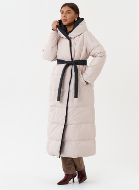 Женский двухсторонний пуховик с капюшоном