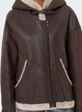 Натуральная дубленка с капюшоном