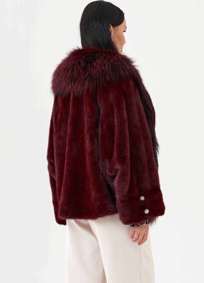 Куртка из норки бордового цвета модель № 24738 в кредит