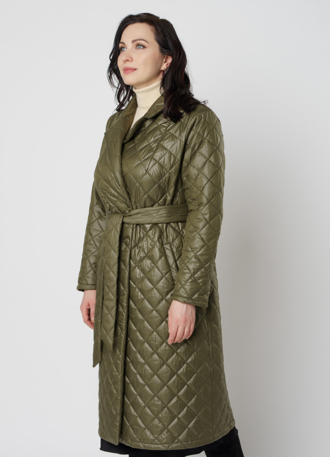 Женское демиезонное пальто зеленого цвета модель № 46 универмаг малина