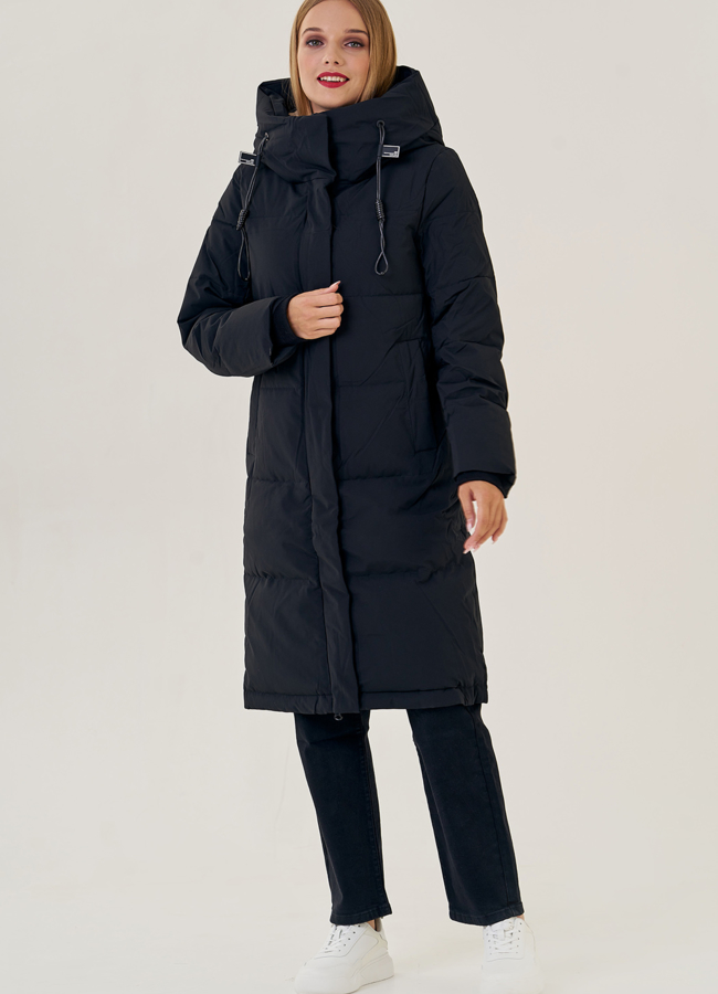 Пуховик женский черного цвета  модель № 23317 в рассрочку
