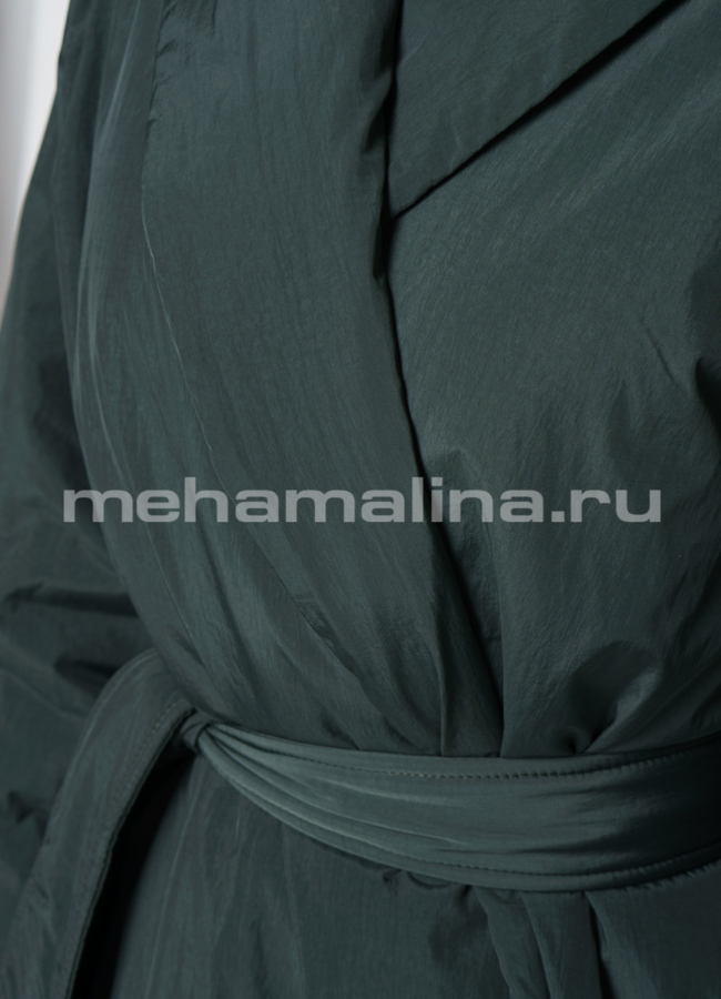 Пальто на запах в цвете изумруд модель № 11179 универмаг малина