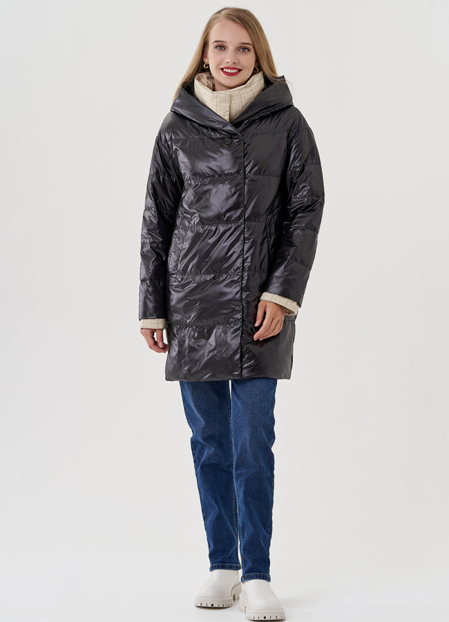 Женское полупальто с капюшоном  модель № 81214 в рассрочку