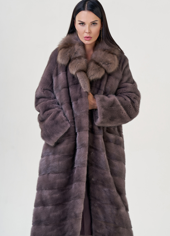 Шуба из норки с английским воротником модель № 76944 универмаг малина