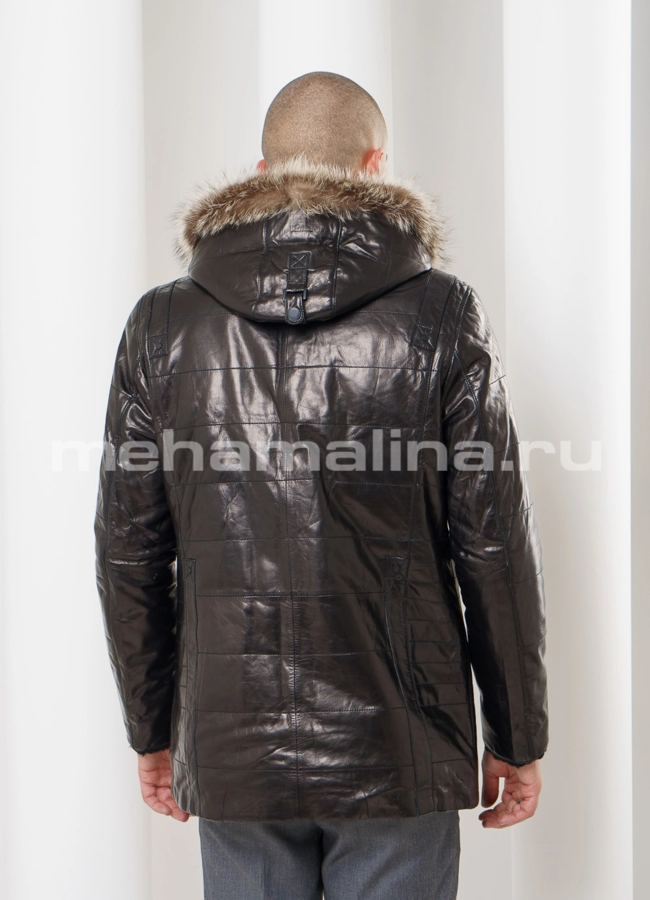 Дубленка мужская с капюшоном модель № DM-99 в кредит