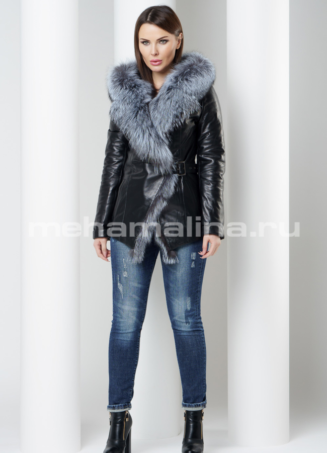 Кожаная куртка с чернобуркой модель № K-425 в рассрочку