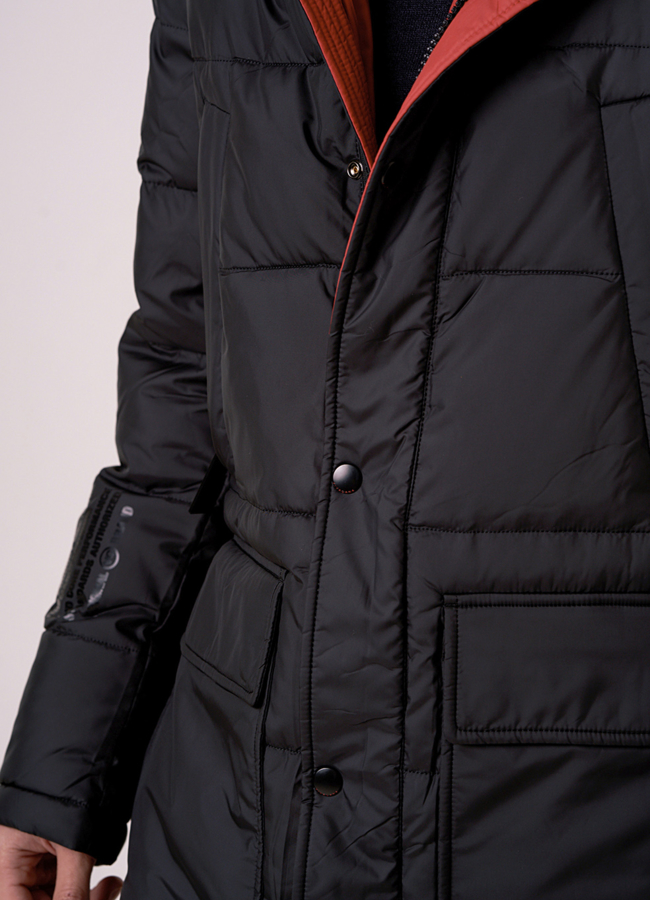 Зимний пуховик удлиненный с капюшоном модель № 0992 в рассрочку