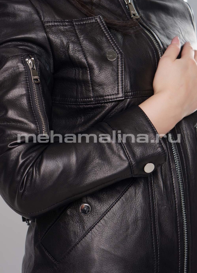 Женская кожаная куртка модель № K-391 универмаг малина