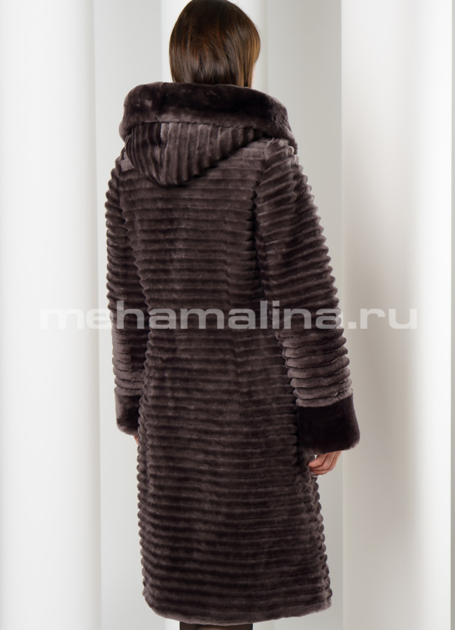 Шуба с капюшоном модель № S-620 в кредит