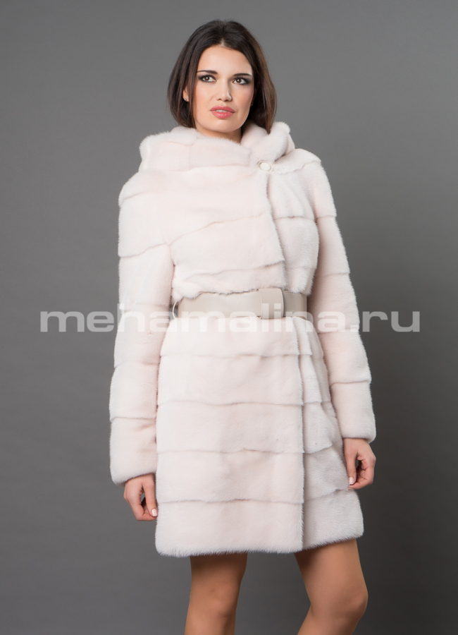 фото Белая норковая шуба модель № S-672