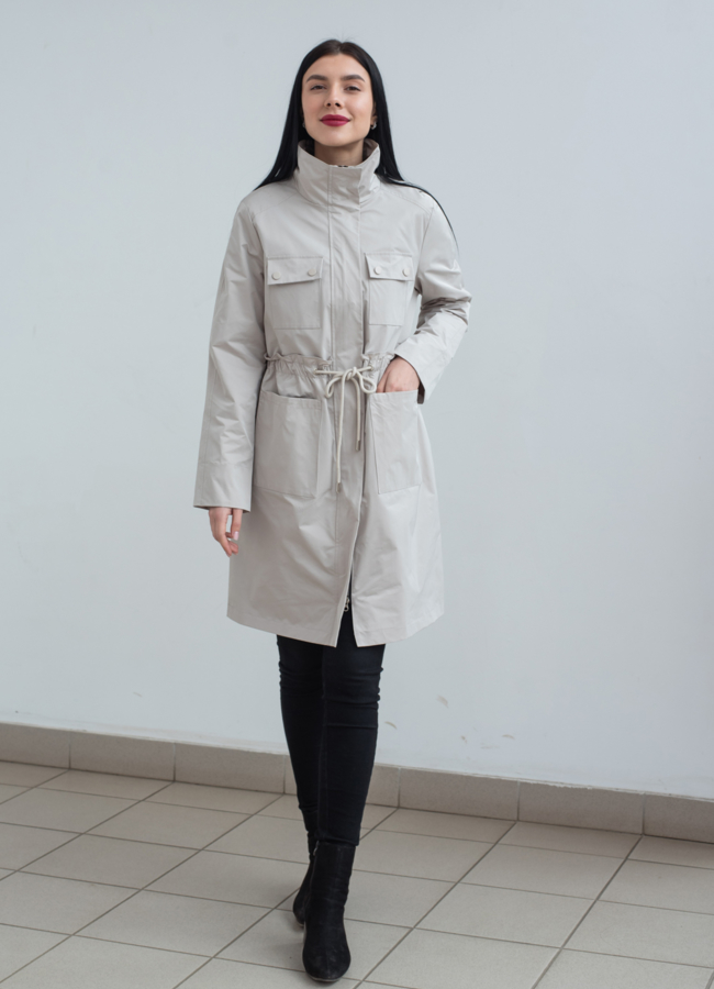 Плащ женский бежевого цвета модель № 22873 в кредит