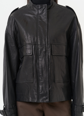 Женская куртка-рубашка из натуральной кожи  прямого силуэта