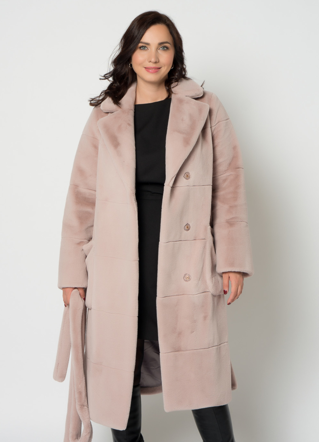 Пальто из эко меха с английским воротником модель № 21330 универмаг малина