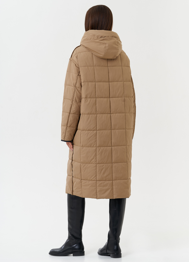 Двухсторонний пуховик с капюшоном модель № 27876 универмаг малина