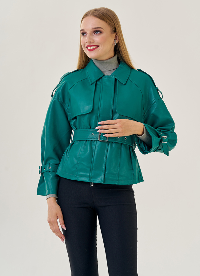 Женская куртка оверсайз из эко кожи модель № 23257 универмаг малина