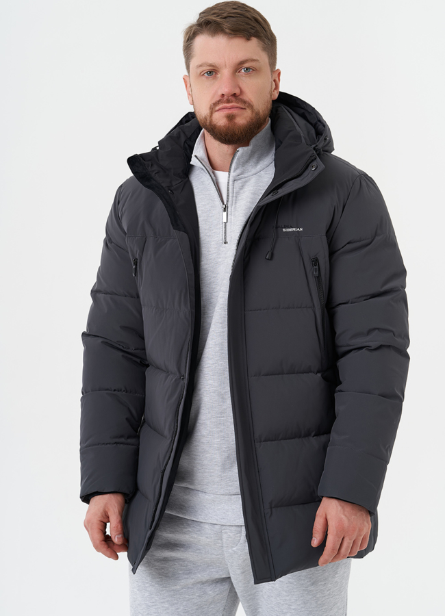 Мужской пуховик с капюшоном модель № 28264 универмаг малина