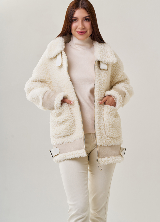 Куртка женская из шерсти в белом цвете модель № 19428 универмаг малина