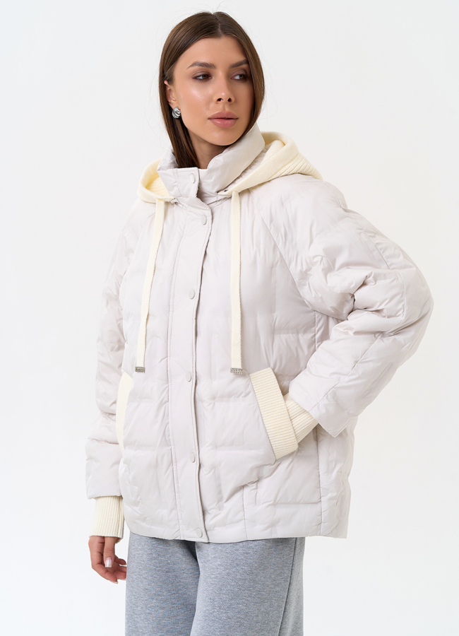 Женская куртка с трикотажным капюшоном модель № 31387 в рассрочку