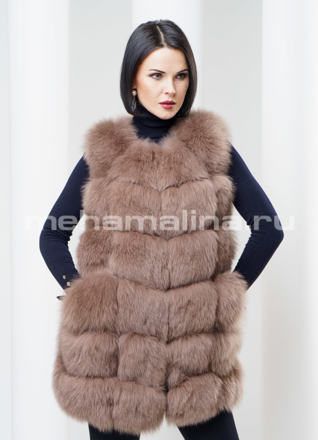 фото Жилет из песца поперечка модель № M-77 фото Жилет из песца поперечка модель № M-77