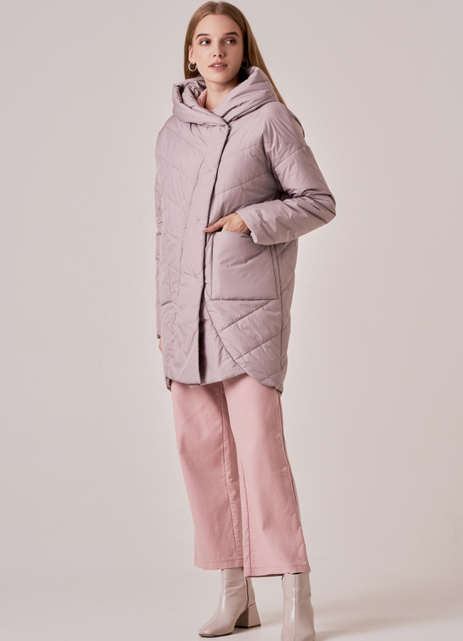 Утепленная куртка розового цвета модель №  меха малина