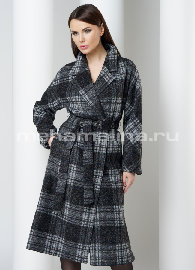 Пальто в клетку  модель № BP-146 универмаг малина
