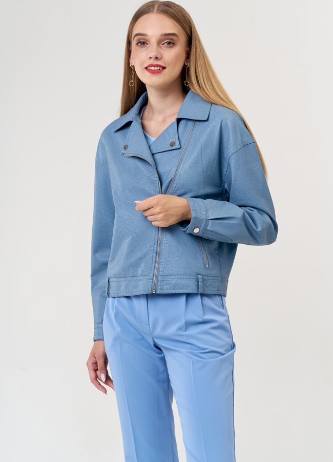 Куртка из эко кожи в голубом цвете модель № 21188 универмаг малина