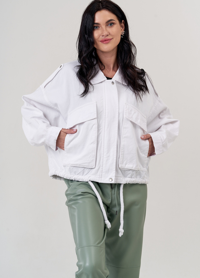 Куртка джинсовая белого цвета модель № 21180 универмаг малина