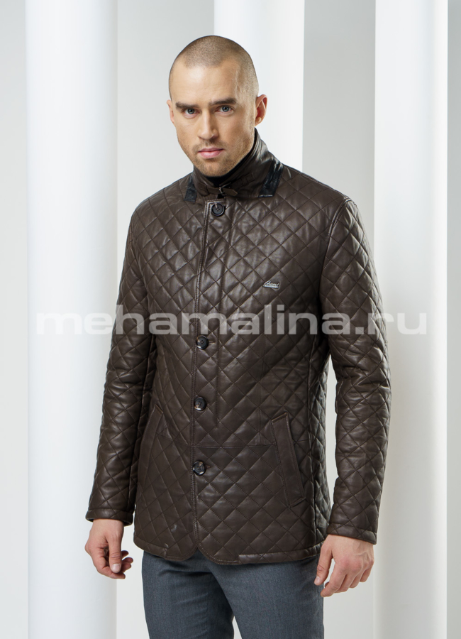 фото Куртка из кожи, цвет коричневый модель № KP-77