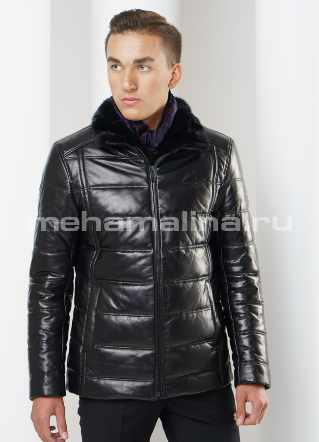 Пуховик черного цвета модель № ПМ-68 универмаг малина