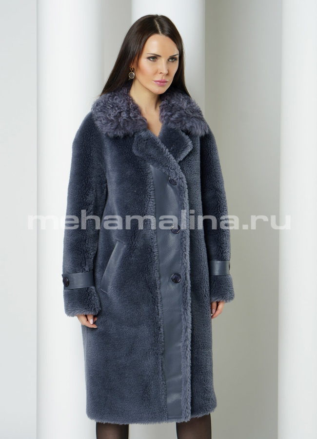 Шуба на пуговицах с английским воротником  модель № 61156 универмаг малина