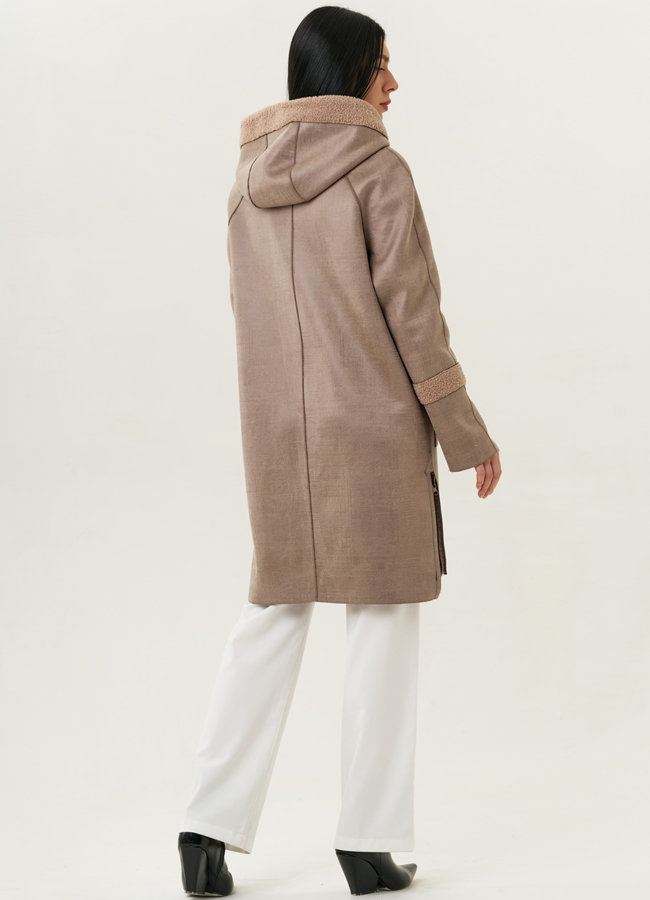 Женское двустороннее пальто из эко замши модель № 22311 в кредит