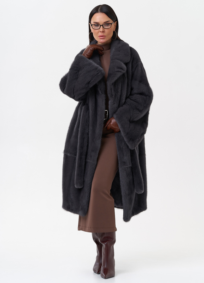 Норковая шуба с английским воротником  модель № 29166 универмаг малина