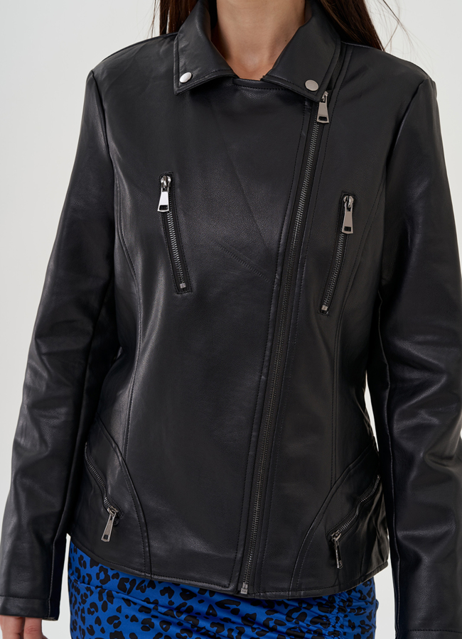 Куртка из эко кожи в черном цвете модель № 81461 в кредит