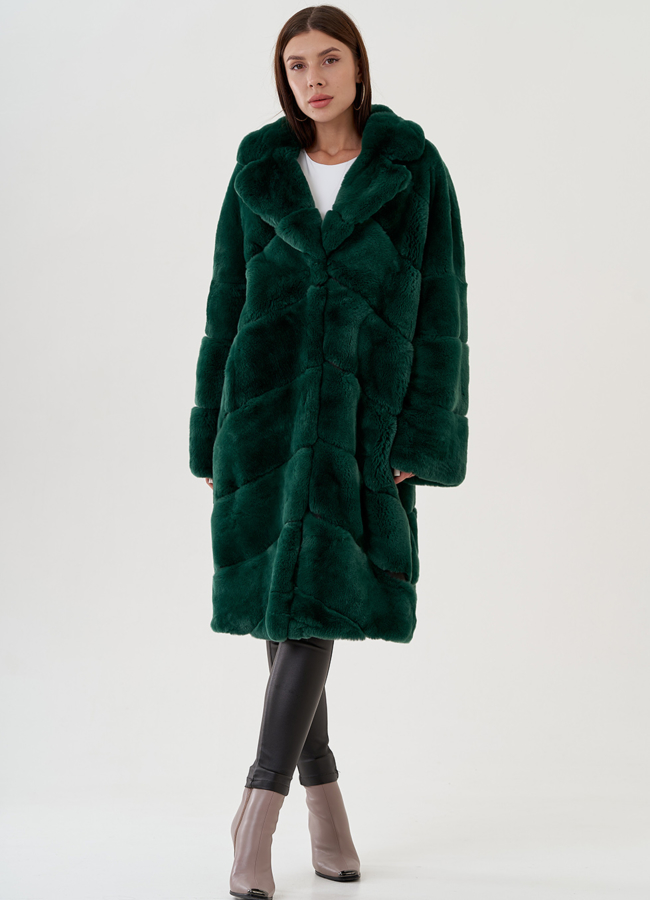 фото Шуба удлиненная из меха кролика модель № 81497