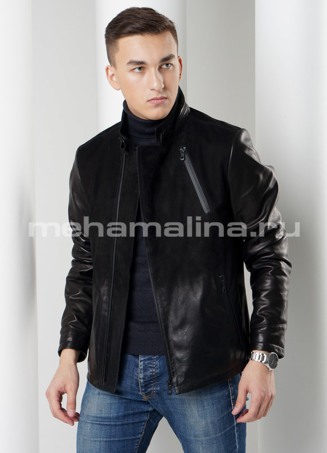 Кожаная куртка модель № KP-186 универмаг малина