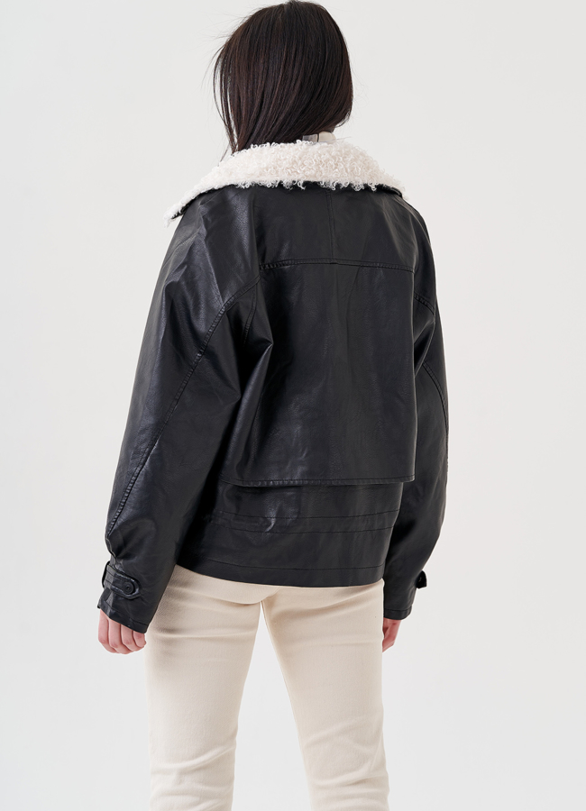 Куртка оверсайз на утеплителе из эко кожи модель № 158 универмаг малина