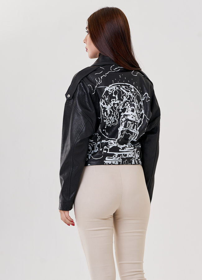 Косуха из натуральной кожи с принтом модель № 79082 в кредит