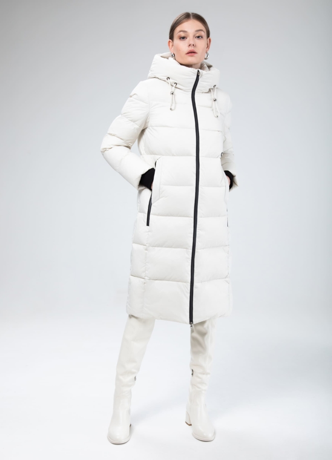 Пуховик женский  модель № 25801 меха малина