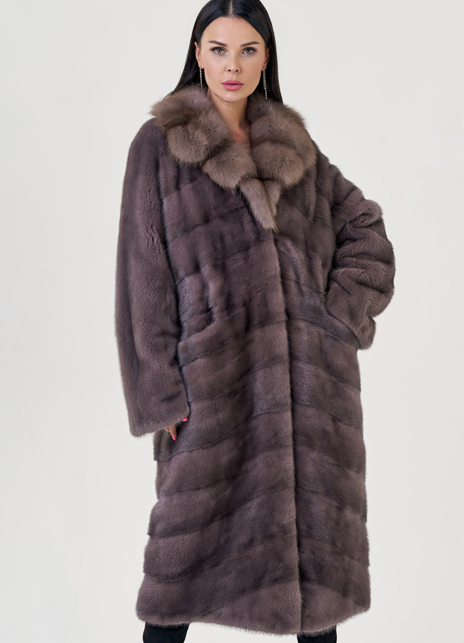 Шуба из норки с английским воротником модель № 76944 универмаг малина