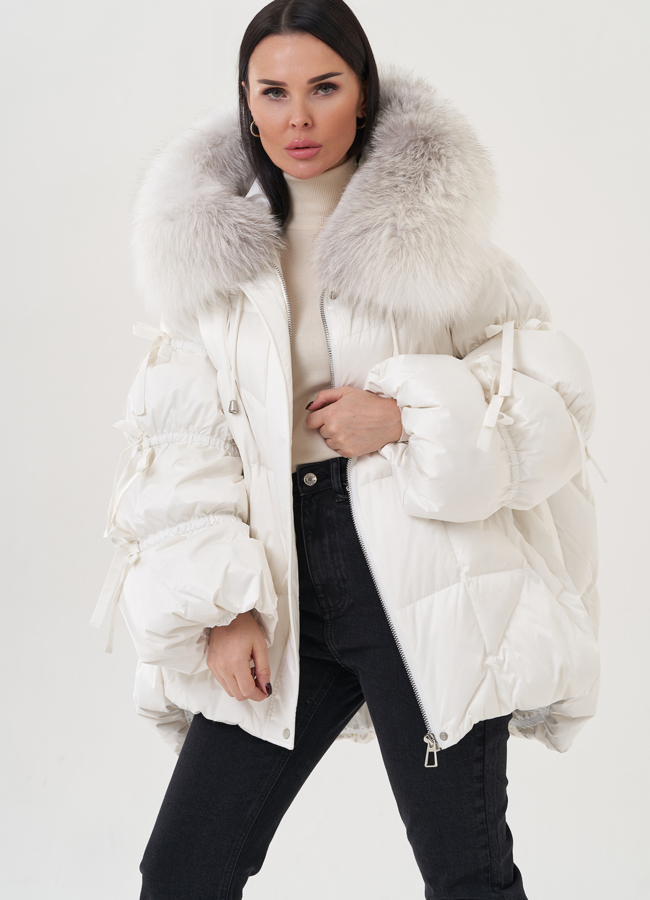 Женский пуховик с капюшоном  модель № 26077 в рассрочку