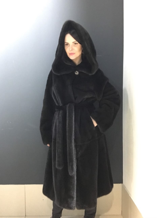 Классическая шуба из норки модель № S-758 универмаг малина