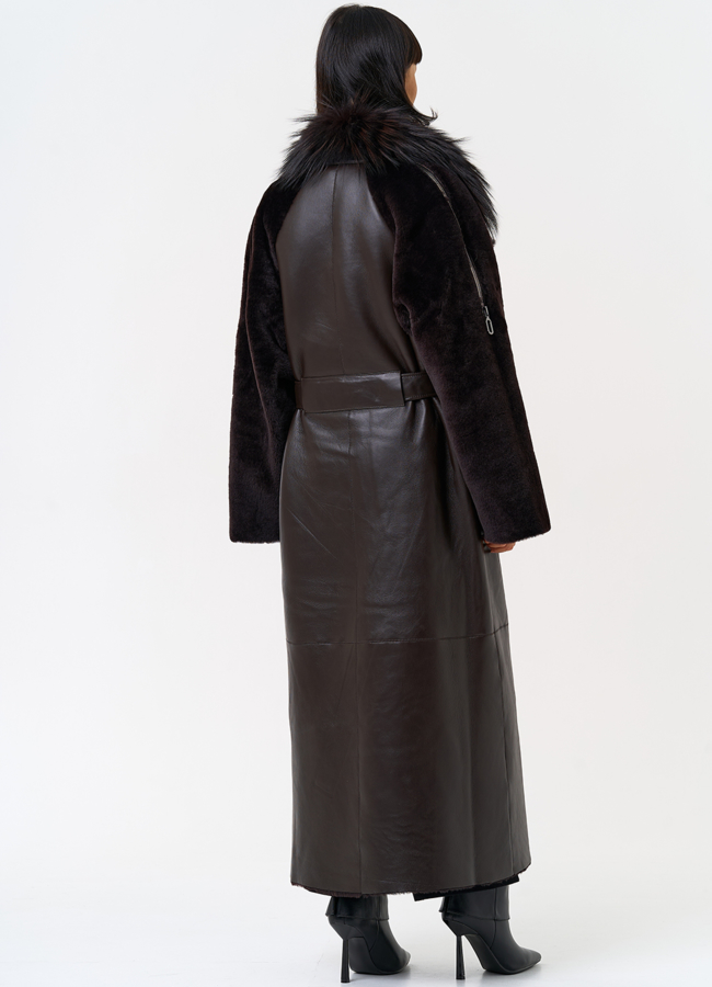 фото Женская натуральная дубленка с воротником из меха лисы модель № 31609 фото Женская натуральная дубленка с воротником из меха лисы модель № 31609