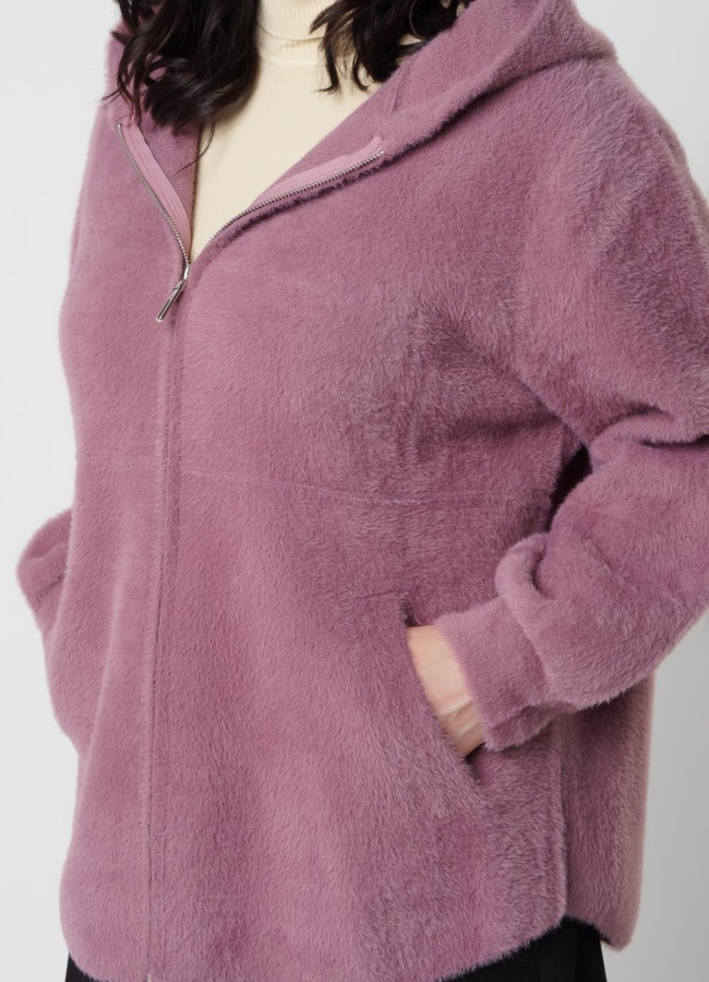 Женский короткий кардиган с капюшоном модель № 9852 в рассрочку