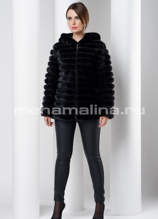 Жакет из норки с капюшоном модель № M-137 в рассрочку