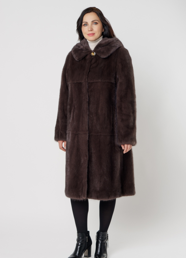 Классическая норковая шуба в цвете капучино модель № 06-9 в кредит