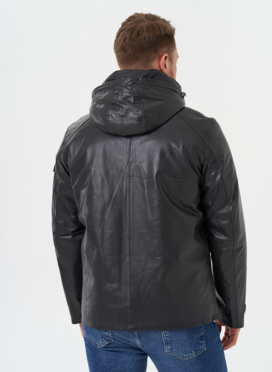 Куртка из натуральной кожи с капюшоном