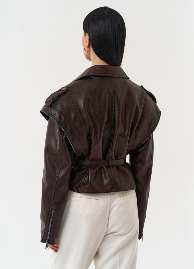 фото Куртка женская из эко кожи в стиле ретро модель № 30448 фото Куртка женская из эко кожи в стиле ретро модель № 30448