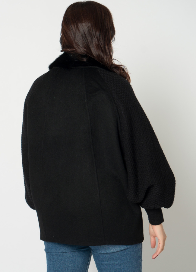 Кардиган черного цвета с отделкой из норки модель № 21664 в кредит