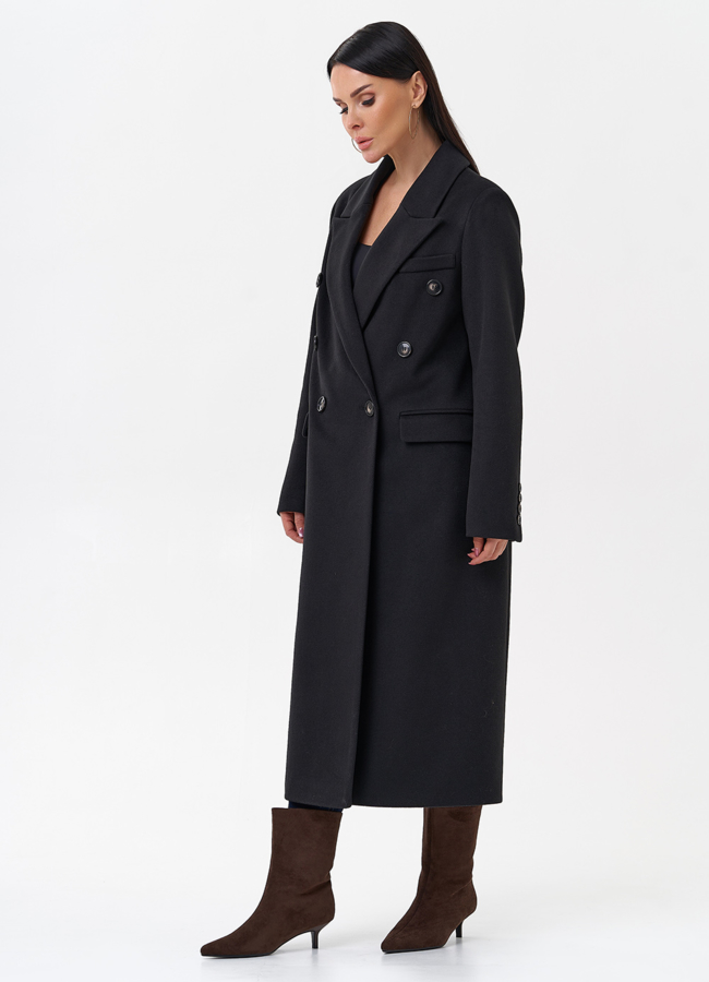 фото Длинное двубортное пальто с английским воротником модель № 29543 фото Длинное двубортное пальто с английским воротником модель № 29543